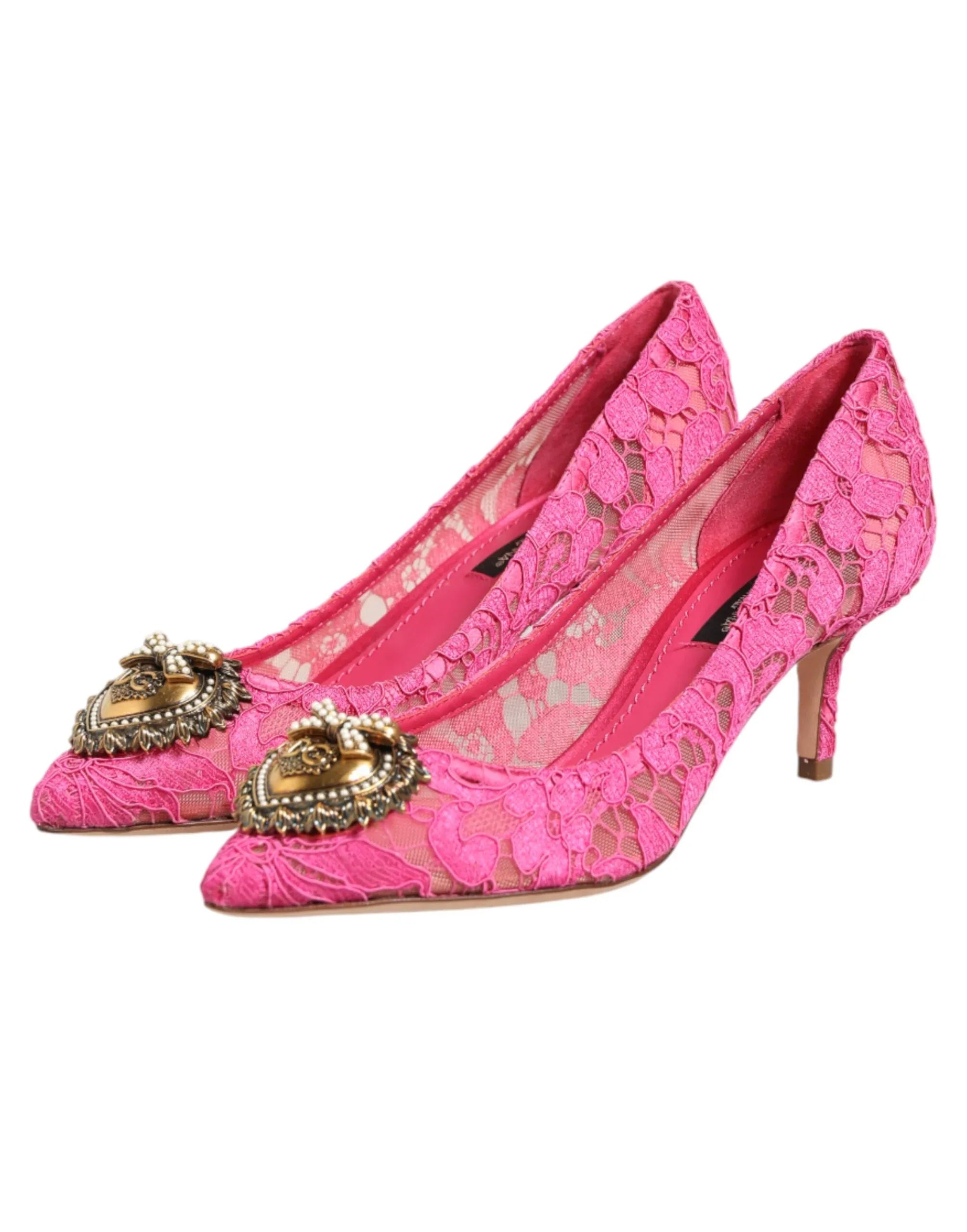 Dolce & Gabbana Pink Taormina Lace DEVOTION Pumps Shoes - Zeiniez