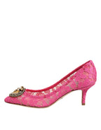 Dolce & Gabbana Pink Taormina Lace DEVOTION Pumps Shoes - Zeiniez