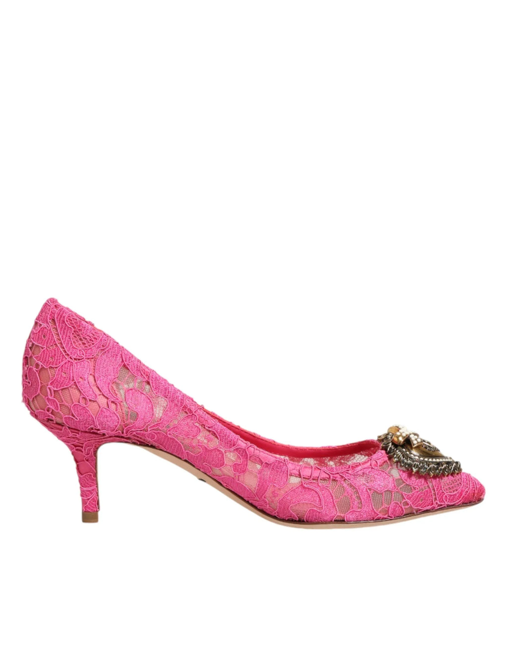 Dolce & Gabbana Pink Taormina Lace DEVOTION Pumps Shoes - Zeiniez