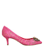 Dolce & Gabbana Pink Taormina Lace DEVOTION Pumps Shoes - Zeiniez