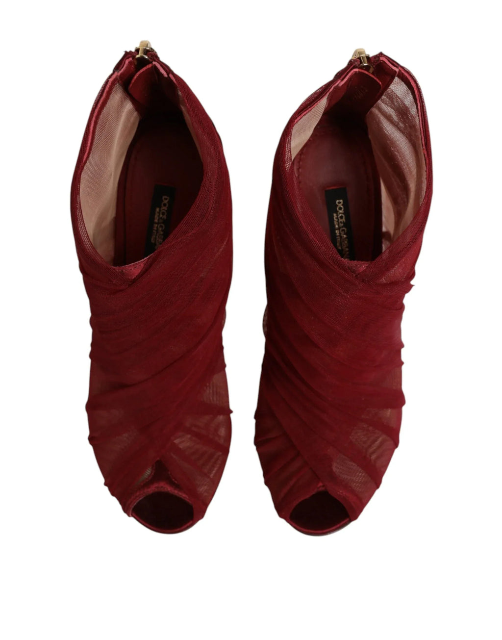Dolce & Gabbana Red Tulle Ankle Boots Stiletto Heels Shoes - Zeiniez
