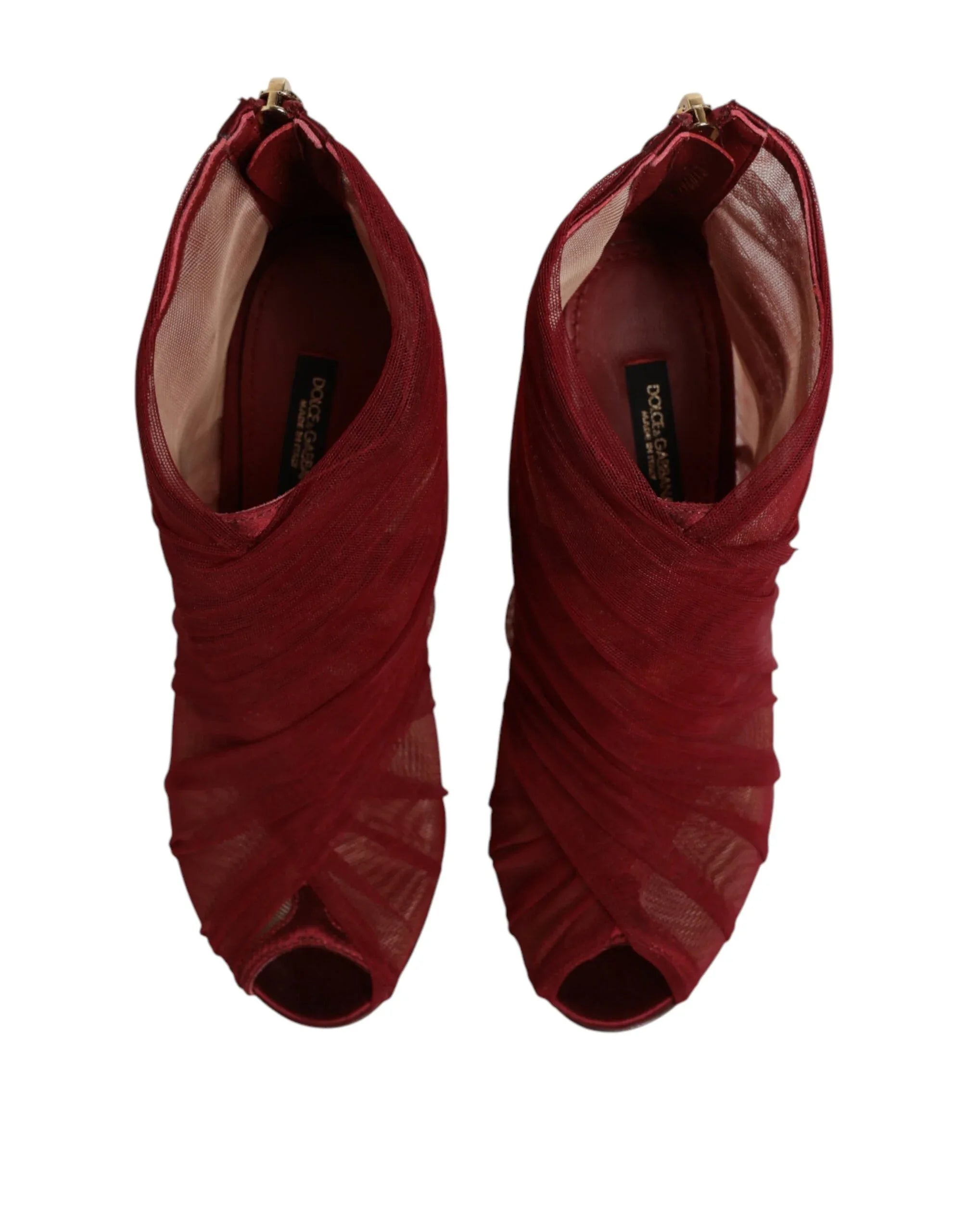 Dolce & Gabbana Red Tulle Ankle Boots Stiletto Heels Shoes - Zeiniez