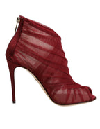 Dolce & Gabbana Red Tulle Ankle Boots Stiletto Heels Shoes - Zeiniez