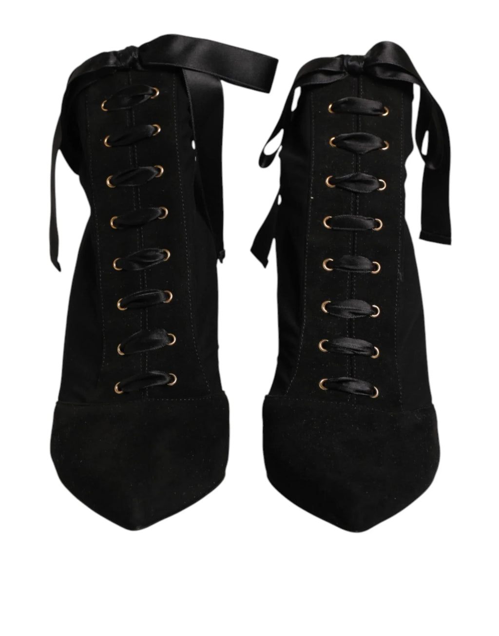 Dolce & Gabbana Black Stiletto Heels Lace Up Boots Shoes - Zeiniez