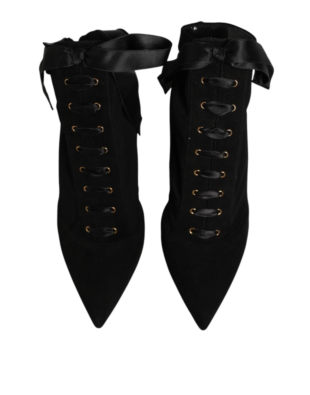 Dolce & Gabbana Black Stiletto Heels Lace Up Boots Shoes - Zeiniez