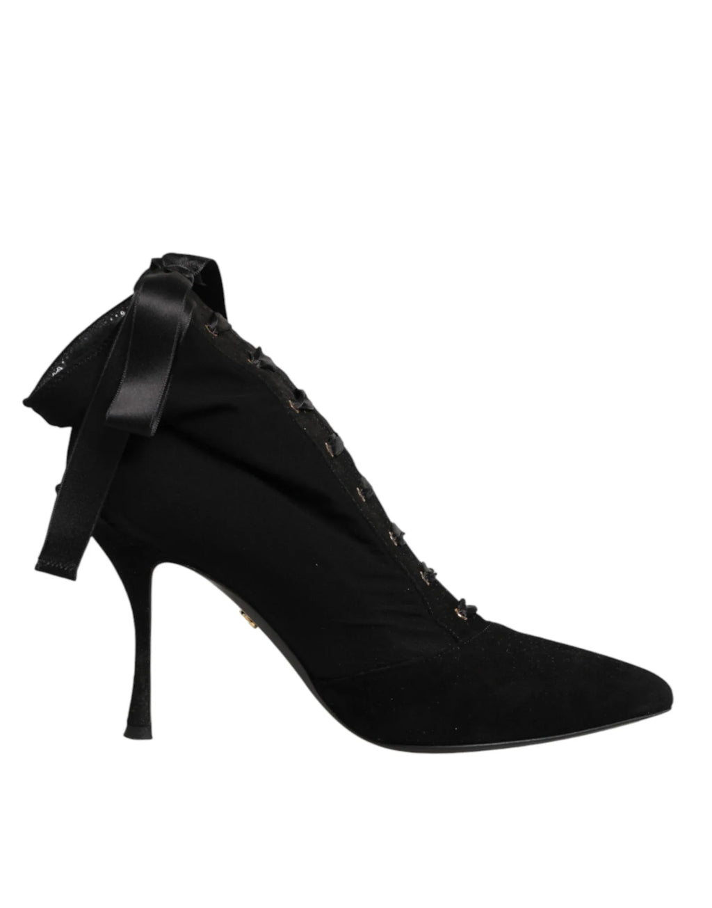 Dolce & Gabbana Black Stiletto Heels Lace Up Boots Shoes - Zeiniez