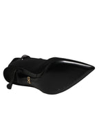 Dolce & Gabbana Black Stiletto Heels Lace Up Boots Shoes - Zeiniez