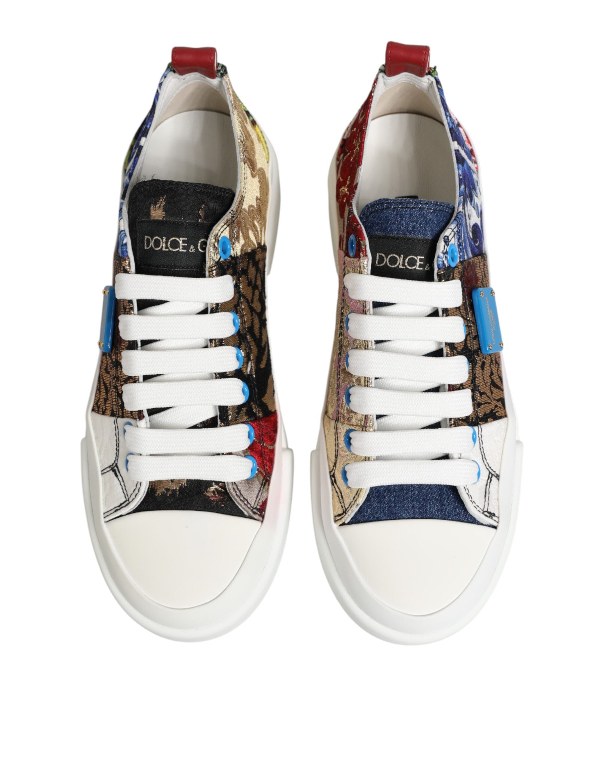 Dolce & Gabbana Multicolor Patchwork Low Top Sneakers Shoes - Zeiniez