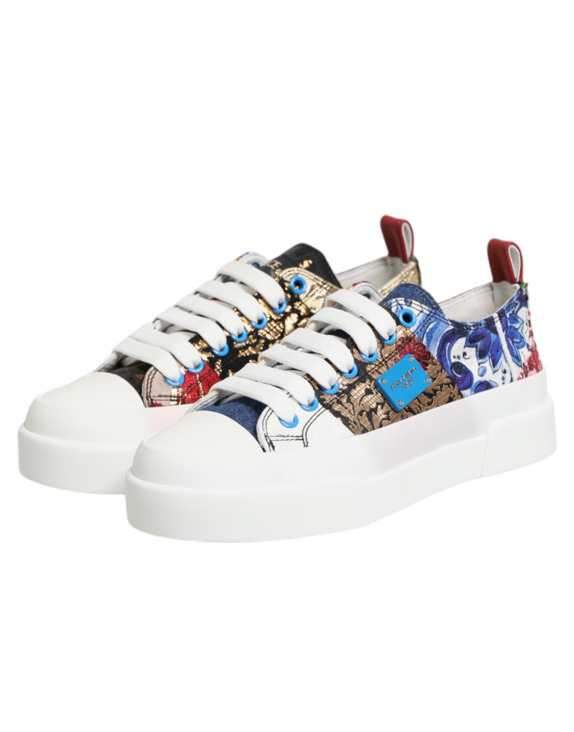 Dolce & Gabbana Multicolor Patchwork Low Top Sneakers Shoes - Zeiniez