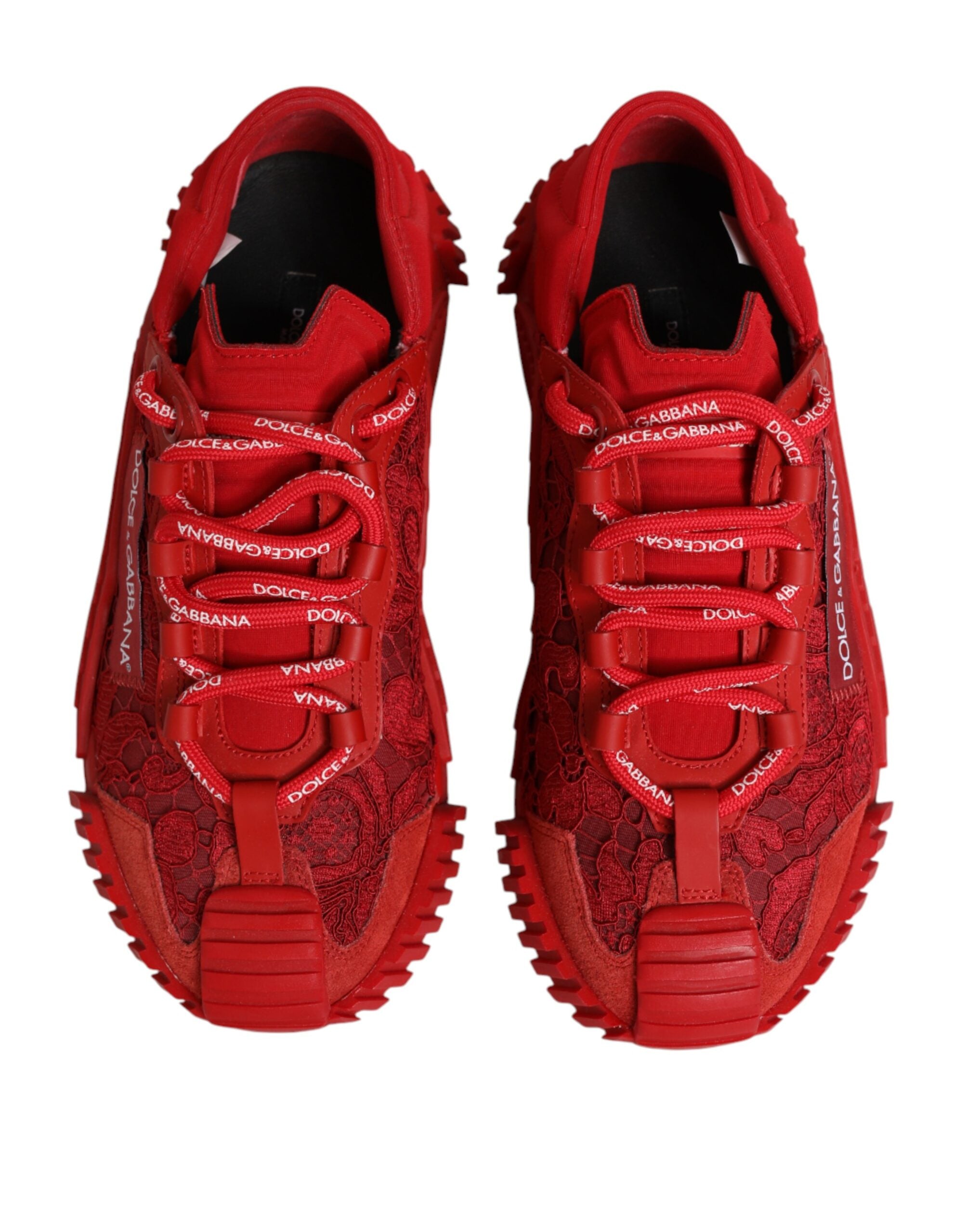 Dolce & Gabbana Red Logo Lace Low Top NS1 Sneakers Shoes - Zeiniez