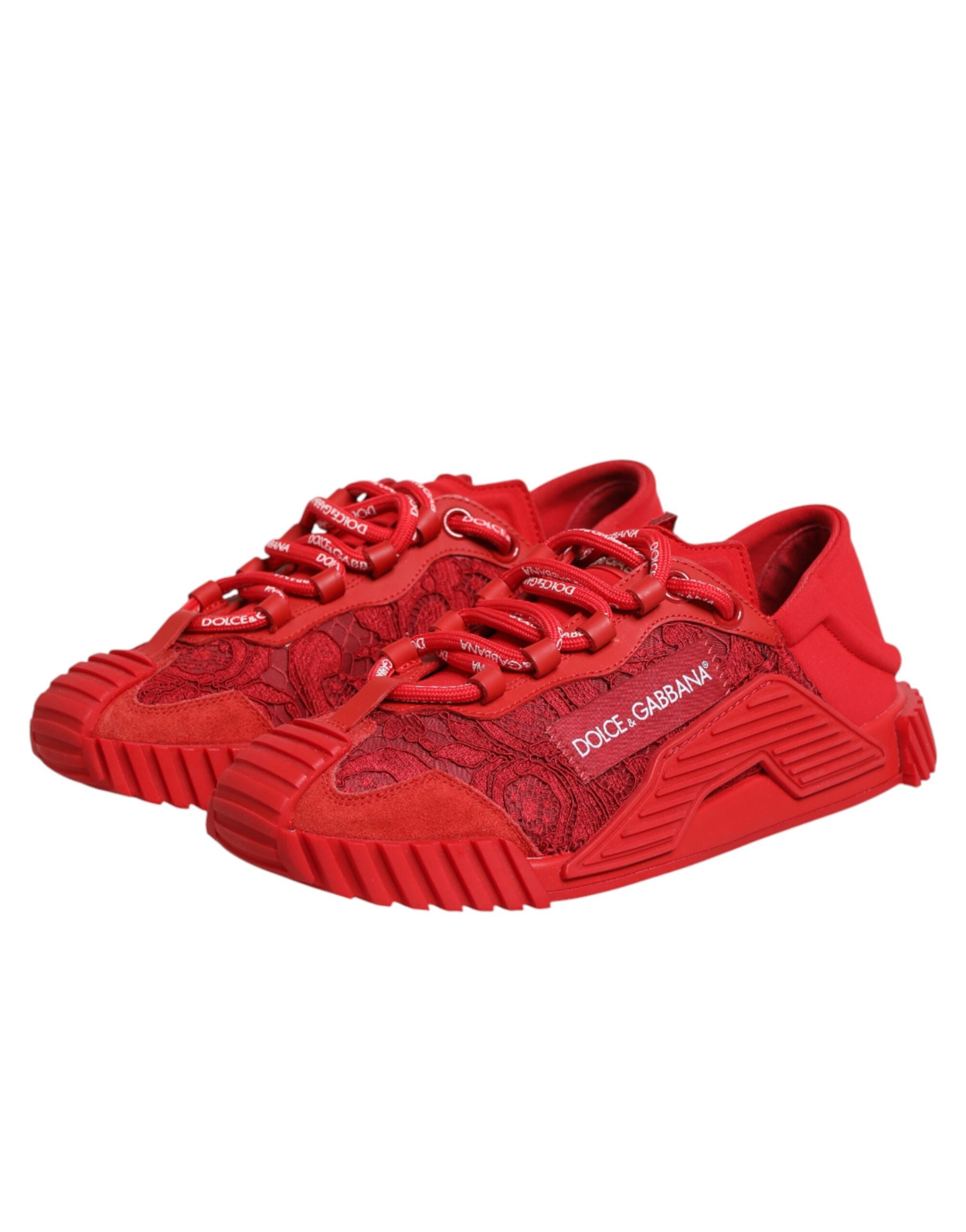 Dolce & Gabbana Red Logo Lace Low Top NS1 Sneakers Shoes - Zeiniez