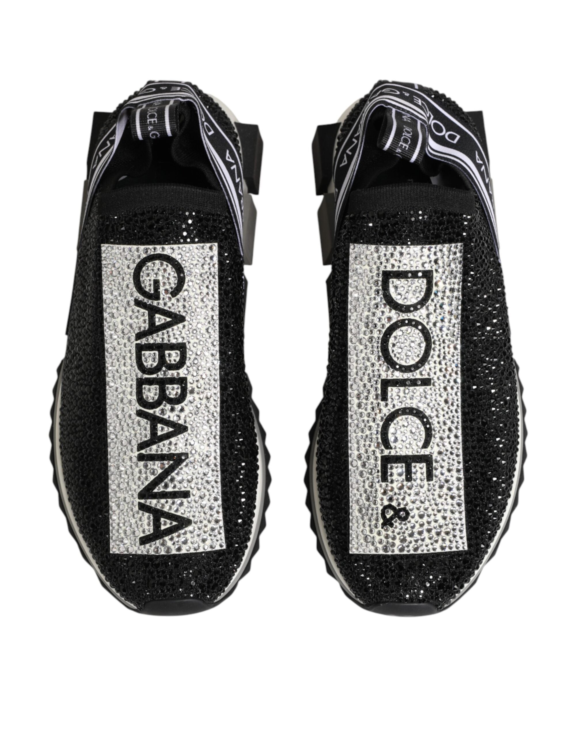 Dolce & Gabbana Black Silver Slip On Sorrento Sneakers Shoes - Zeiniez