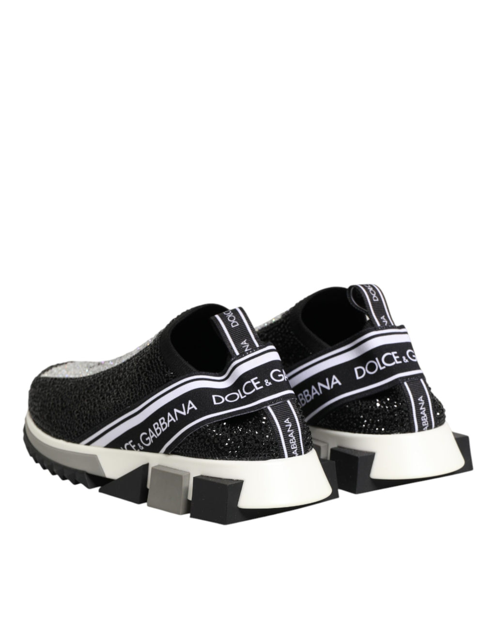 Dolce & Gabbana Black Silver Slip On Sorrento Sneakers Shoes - Zeiniez