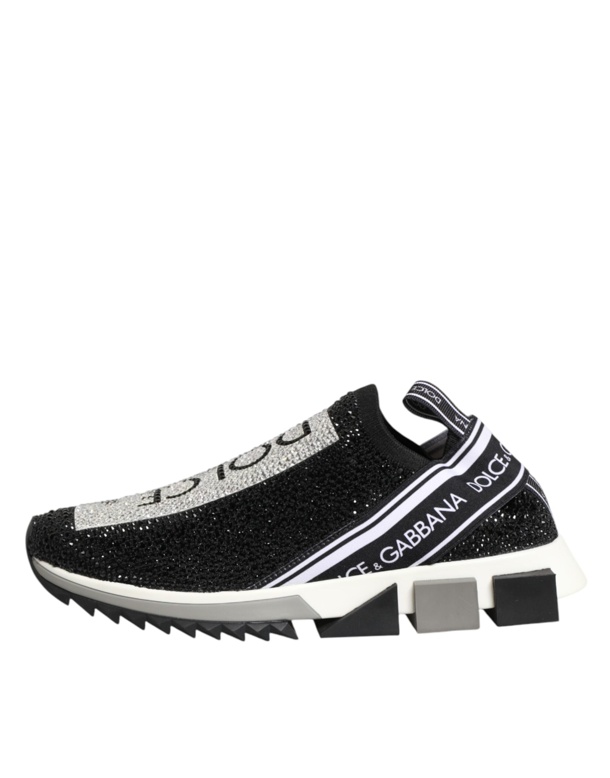 Dolce & Gabbana Black Silver Slip On Sorrento Sneakers Shoes - Zeiniez