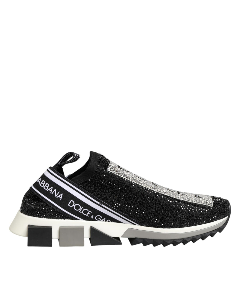 Dolce & Gabbana Black Silver Slip On Sorrento Sneakers Shoes - Zeiniez