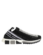 Dolce & Gabbana Black Silver Slip On Sorrento Sneakers Shoes - Zeiniez