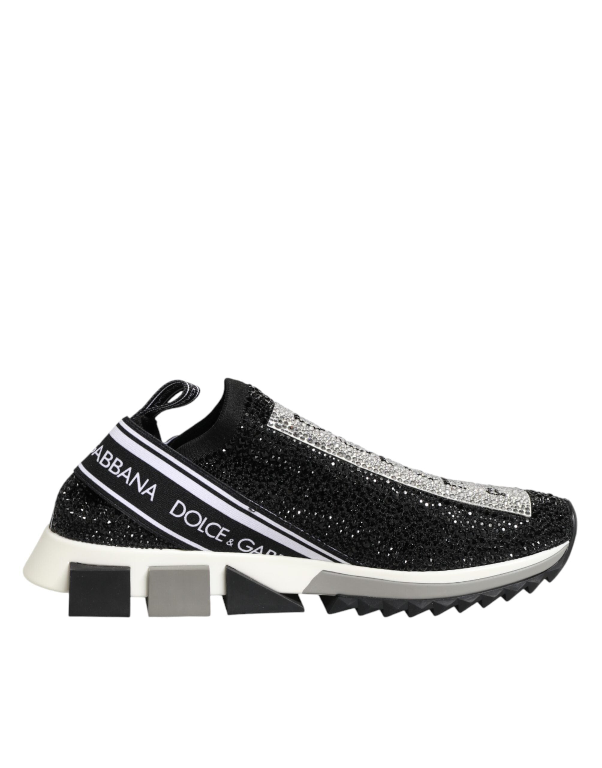 Dolce & Gabbana Black Silver Slip On Sorrento Sneakers Shoes - Zeiniez