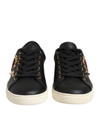 Dolce & Gabbana Black Leather Sacred Heart Sneakers Shoes - Zeiniez