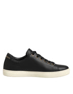 Dolce & Gabbana Black Leather Sacred Heart Sneakers Shoes - Zeiniez