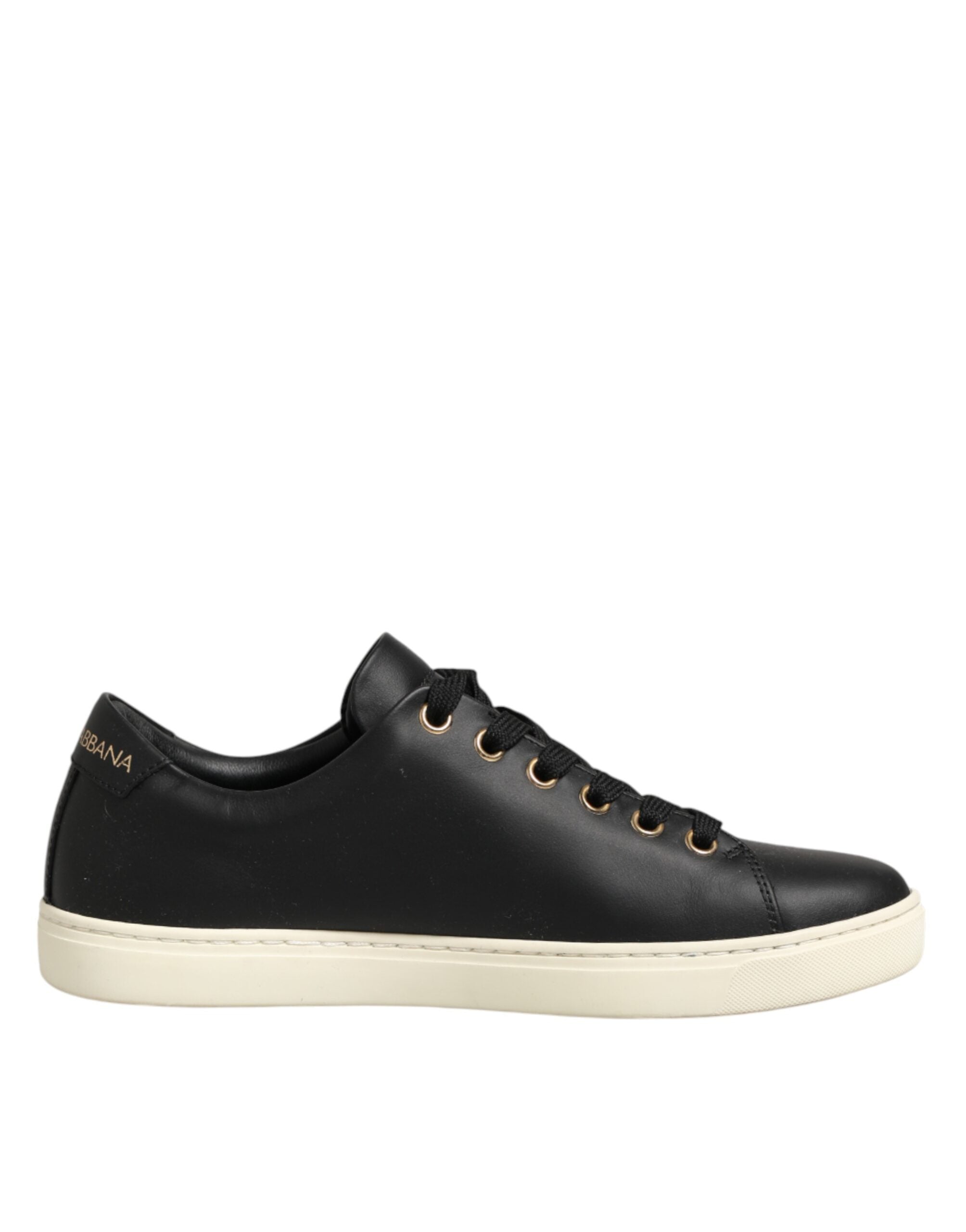 Dolce & Gabbana Black Leather Sacred Heart Sneakers Shoes - Zeiniez