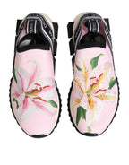 Dolce & Gabbana Pink Floral Sorrento Low Top Sneakers Shoes - Zeiniez