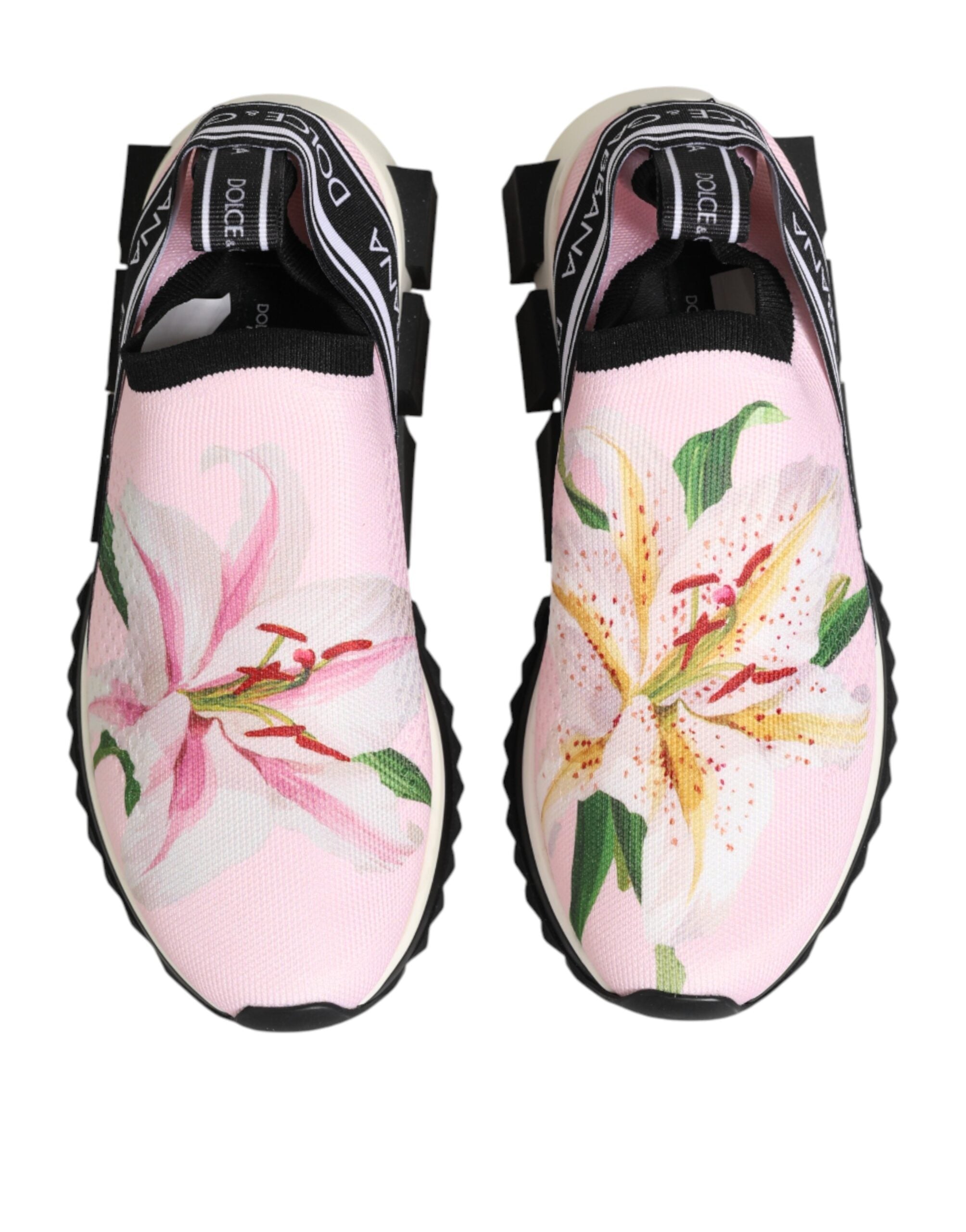 Dolce & Gabbana Pink Floral Sorrento Low Top Sneakers Shoes - Zeiniez