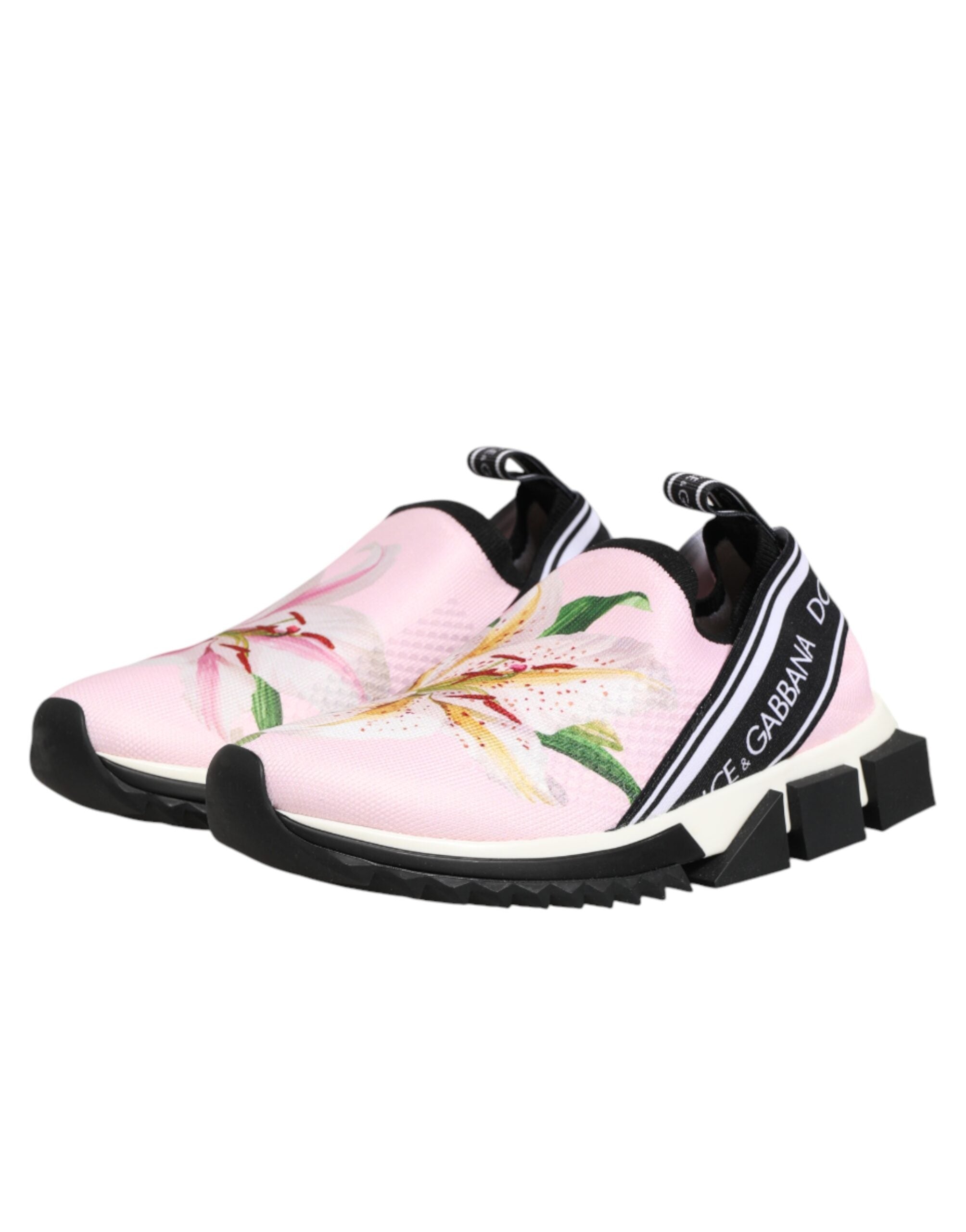 Dolce & Gabbana Pink Floral Sorrento Low Top Sneakers Shoes - Zeiniez