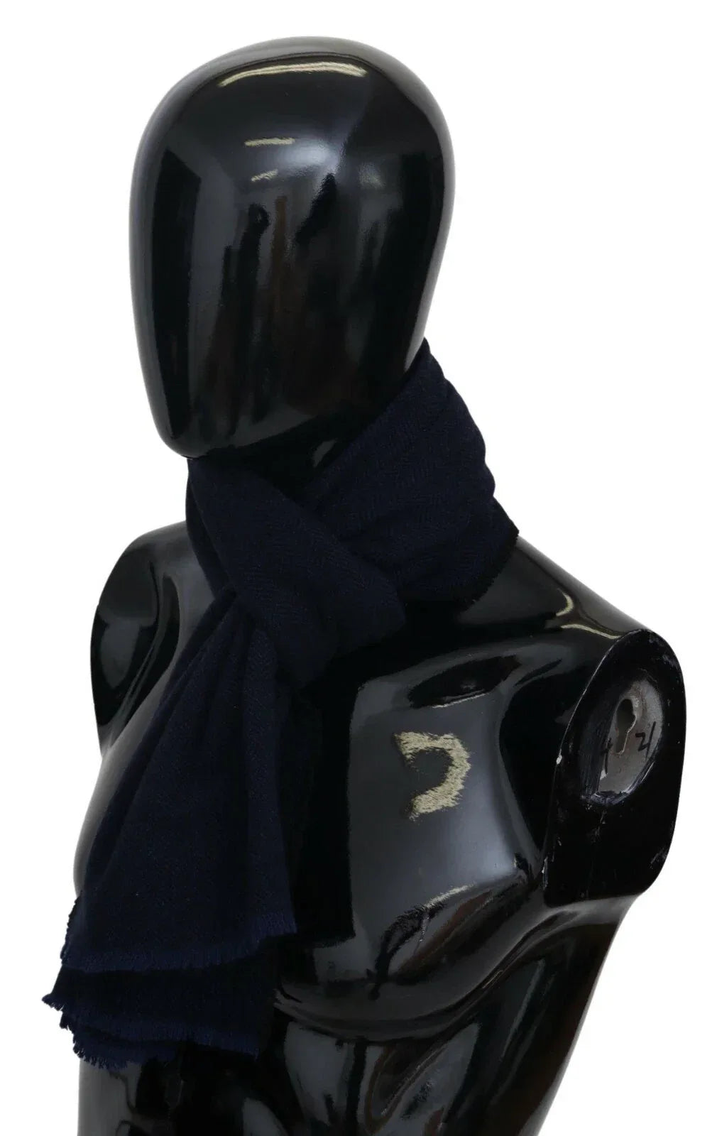 M Missoni Dark Blue Wool Unisex Neck Wrap Fringes Logo Scarf - Zeiniez