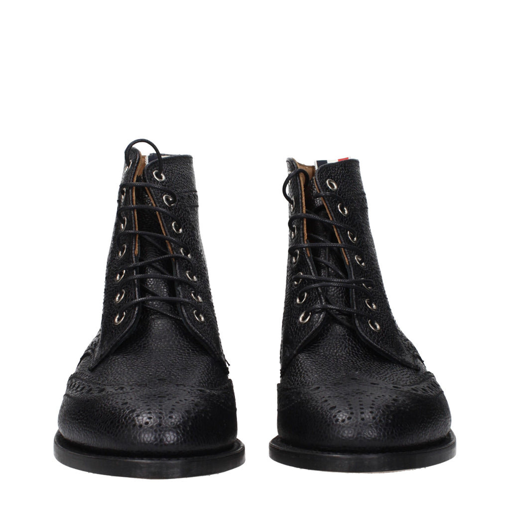 Thom Browne Black Leather Ankle Boots