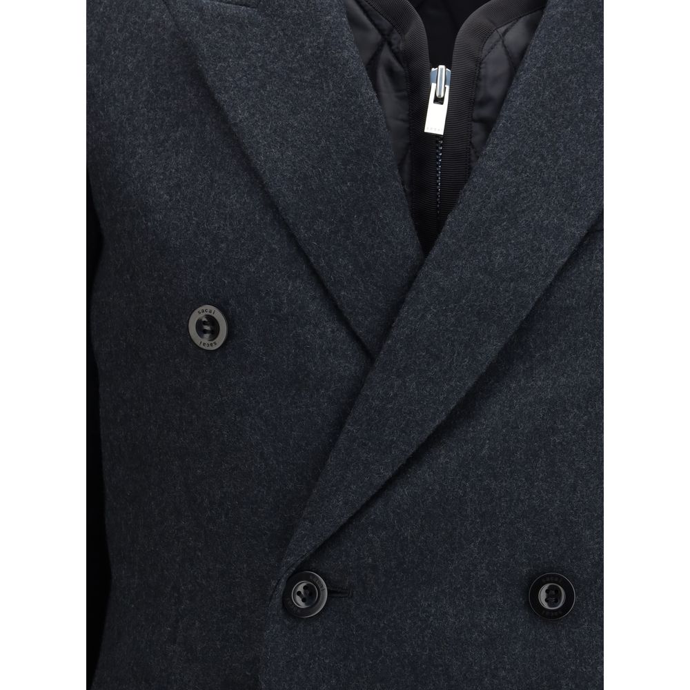 Sacai Gray Wool Coat - Zeiniez