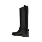 Burberry Black Calf Leather Bos Taurus Flat Boots