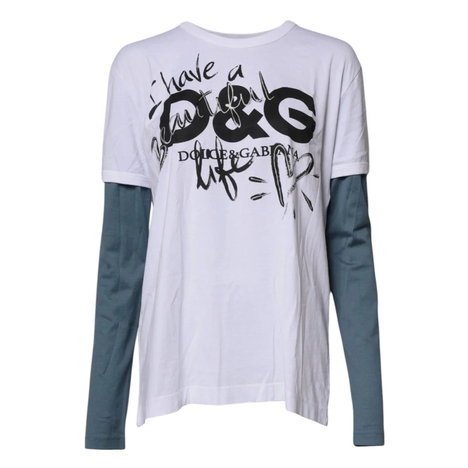 Dolce & Gabbana White Graphic Print Cotton Crew Neck T-shirt - Zeiniez