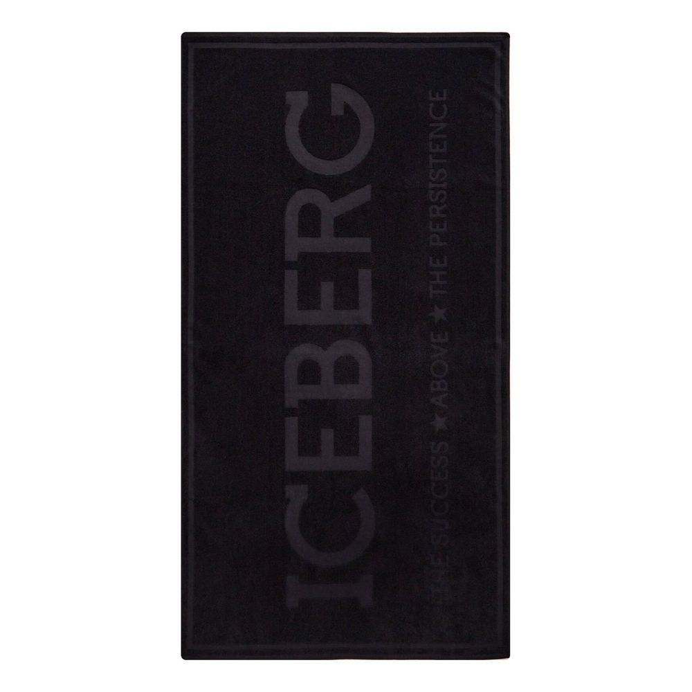 Iceberg Black Cotton Men's Beach Towel - Zeiniez