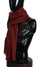 Dolce & Gabbana Red DG Crown Cashmere Silk Shawl Fringe Wrap Scarf - Zeiniez