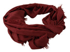 Dolce & Gabbana Red DG Crown Cashmere Silk Shawl Fringe Wrap Scarf - Zeiniez