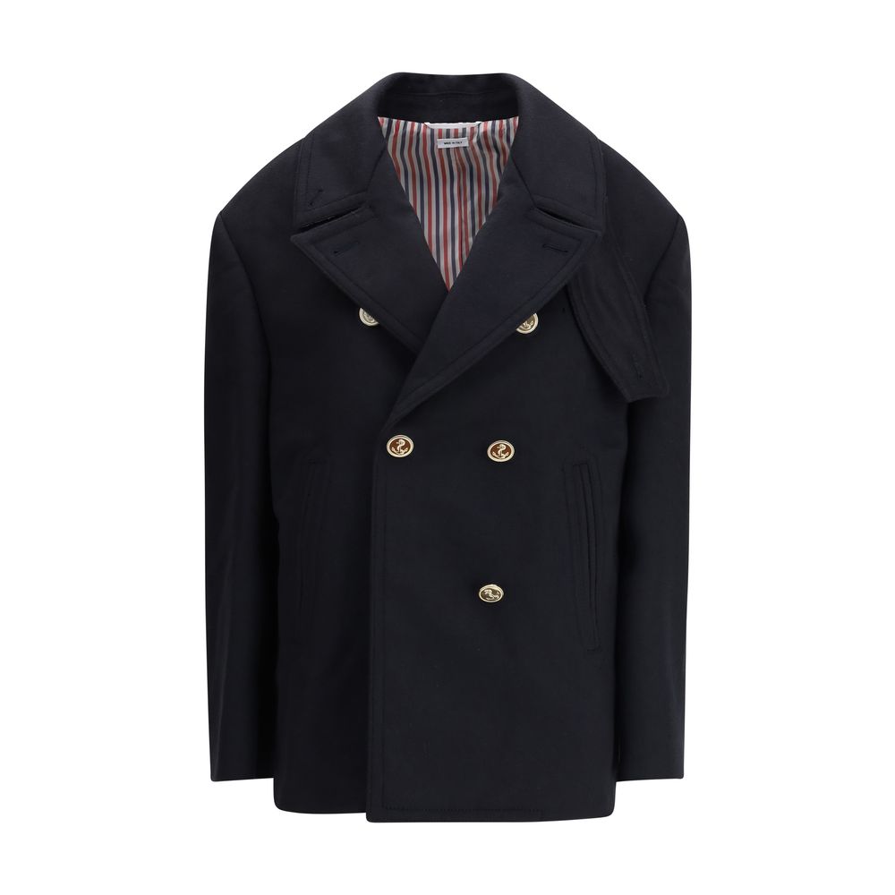 Thom Browne Blue Fabric Coat - Zeiniez