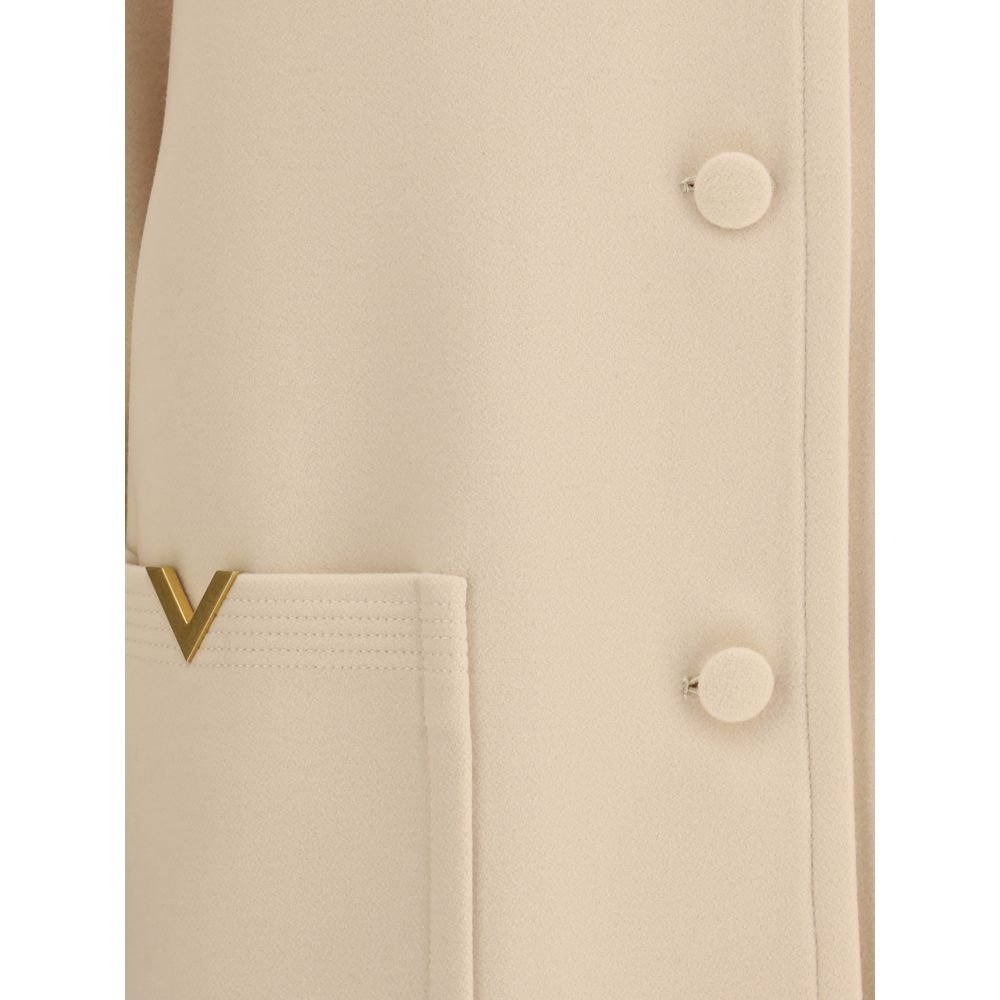 Valentino Cream Fleece Wool Coat - Zeiniez