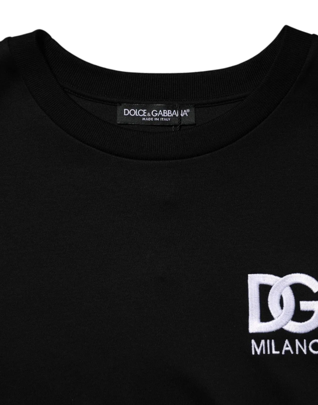 Dolce & Gabbana Black Cotton DG Logo Embroidery Top T-shirt - Zeiniez