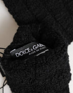 Dolce & Gabbana Black Virgin Wool Knitted Fingerless Men Gloves - Zeiniez