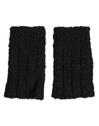 Dolce & Gabbana Black Virgin Wool Knitted Fingerless Men Gloves - Zeiniez