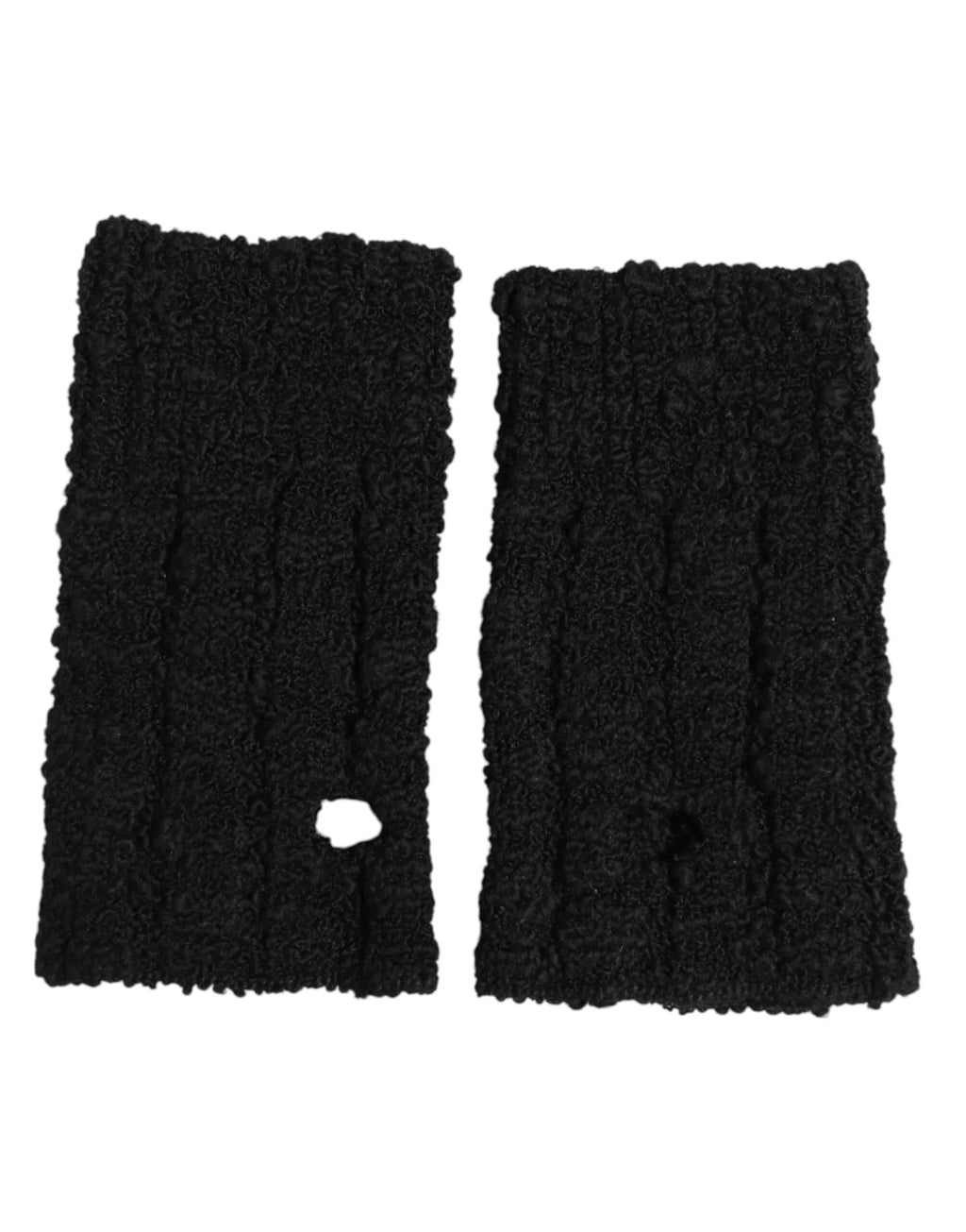 Dolce & Gabbana Black Virgin Wool Knitted Fingerless Men Gloves - Zeiniez