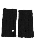 Dolce & Gabbana Black Virgin Wool Knitted Fingerless Men Gloves - Zeiniez