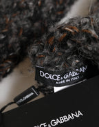 Dolce & Gabbana Gray Virgin Wool Knitted Fingerless Men Gloves - Zeiniez