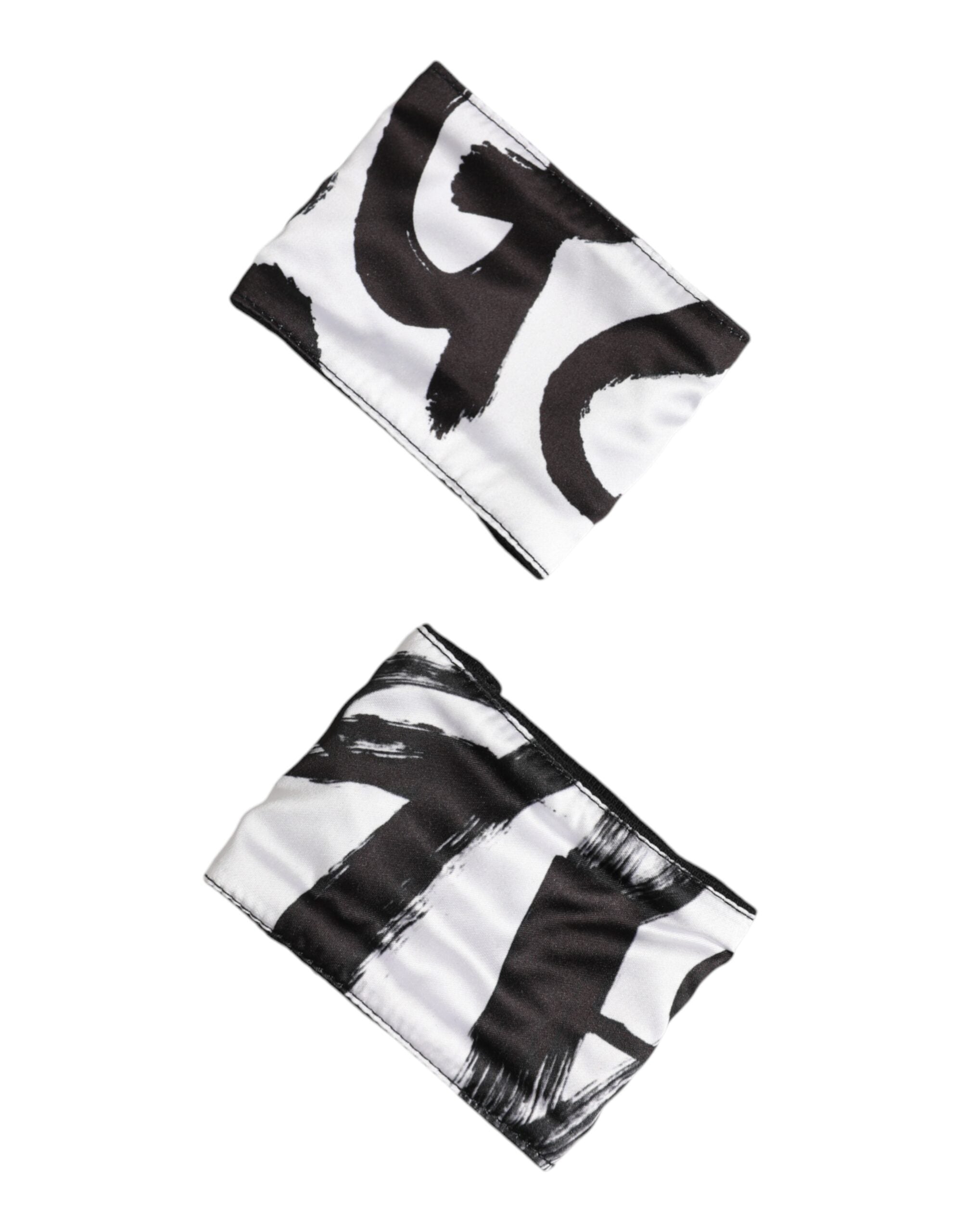 Dolce & Gabbana Black White DG Logo Silk 1 Pair Wristband - Zeiniez