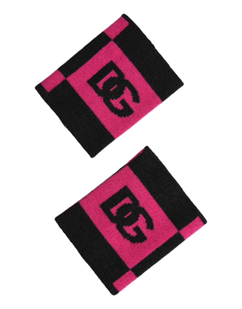 Dolce & Gabbana Black Pink DG Logo Cashmere 1 Pair Wristband - Zeiniez