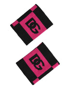 Dolce & Gabbana Black Pink DG Logo Cashmere 1 Pair Wristband - Zeiniez