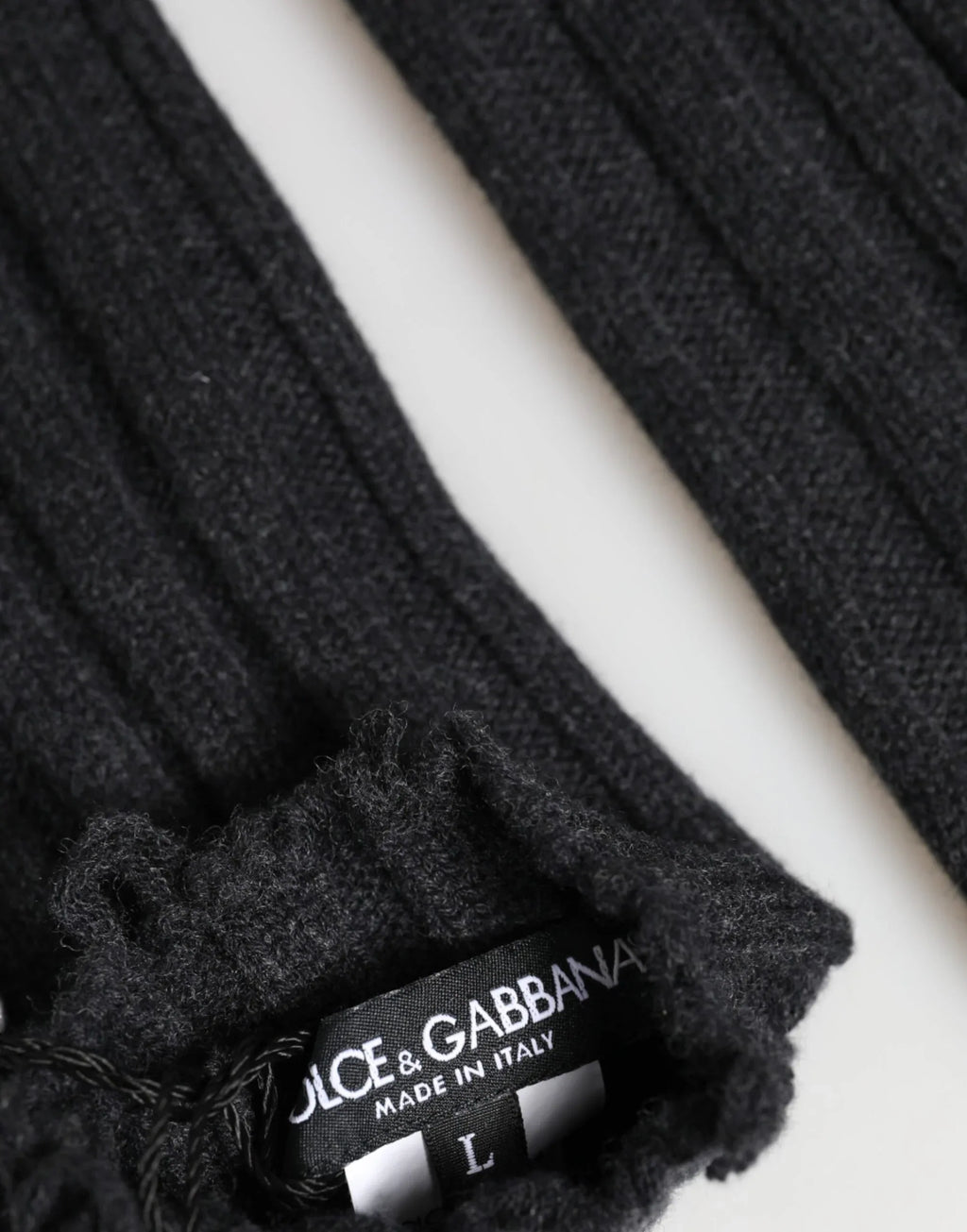 Dolce & Gabbana Black Virgin Wool Knitted Fingerless Gloves - Zeiniez