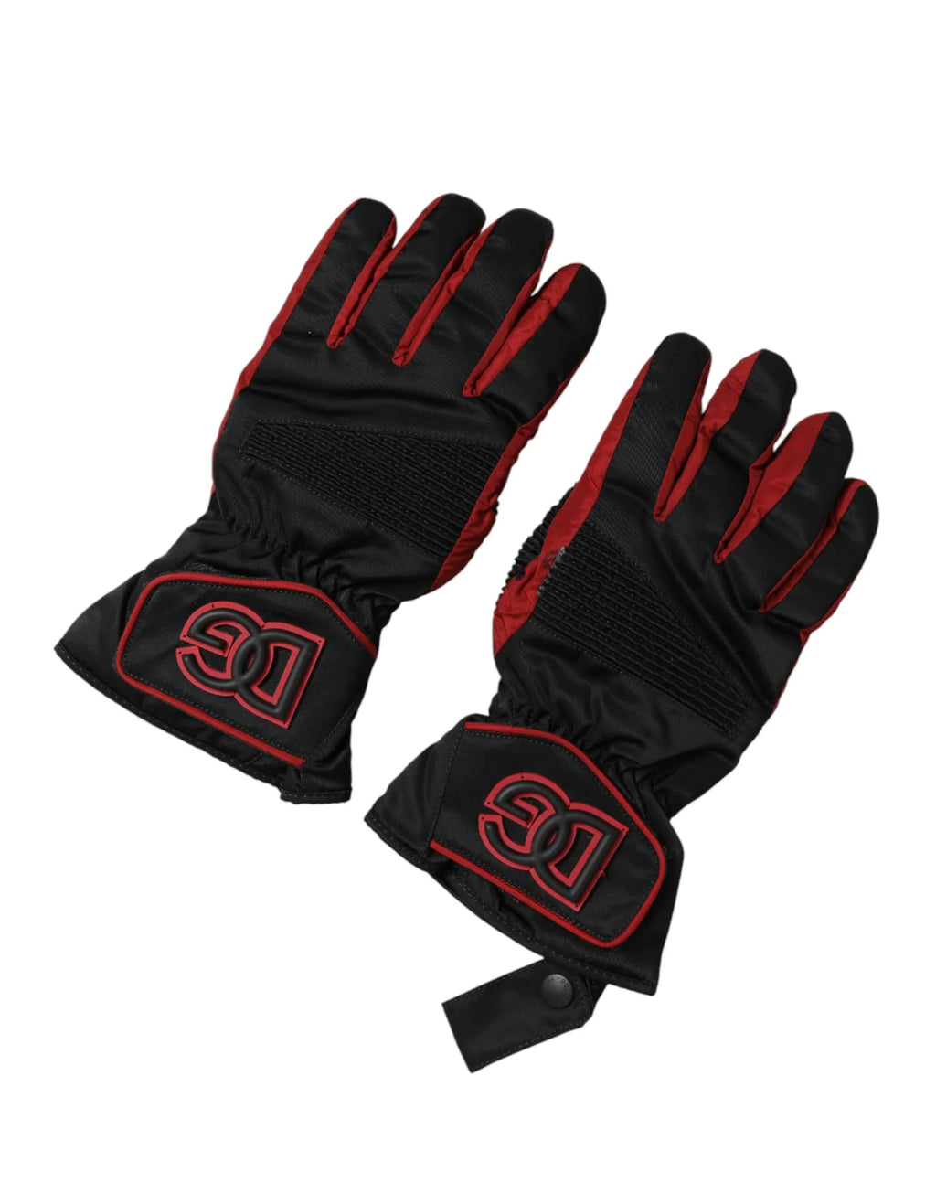 Dolce & Gabbana Black Red Nylon Wrist Length Mitten Gloves - Zeiniez