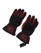 Dolce & Gabbana Black Red Nylon Wrist Length Mitten Gloves - Zeiniez