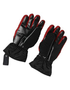 Dolce & Gabbana Black Red Nylon Wrist Length Mitten Gloves - Zeiniez
